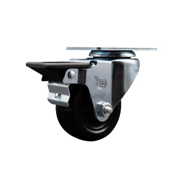 3'' Hard Rubber Wheel Swivel Top Plate Caster Posi Brake